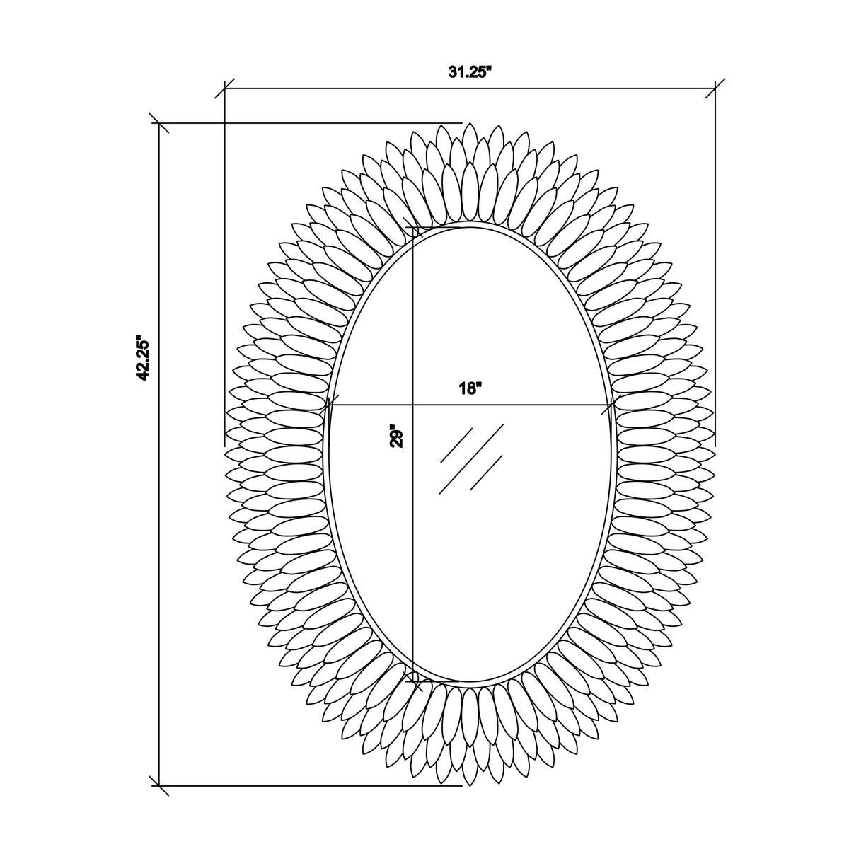 Broche 31.25'' Integrated LED Mirror dimensions