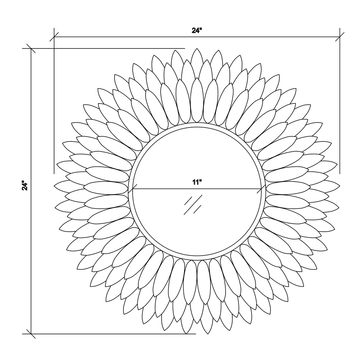 Broche 24'' Mirror dimensions