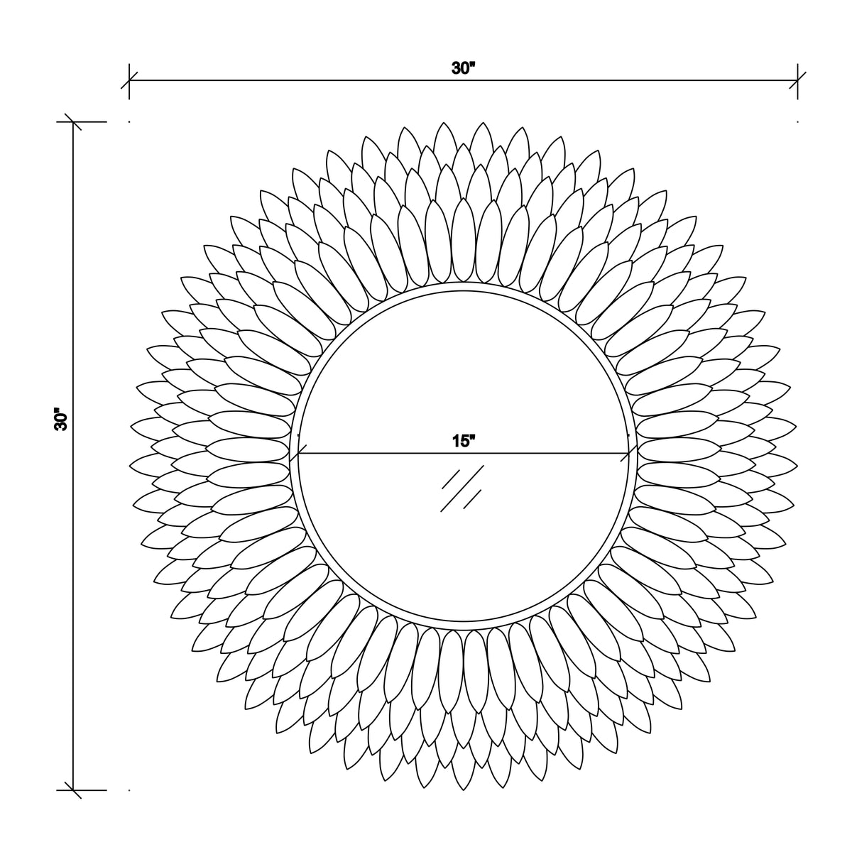 Broche 30'' Mirror dimensions