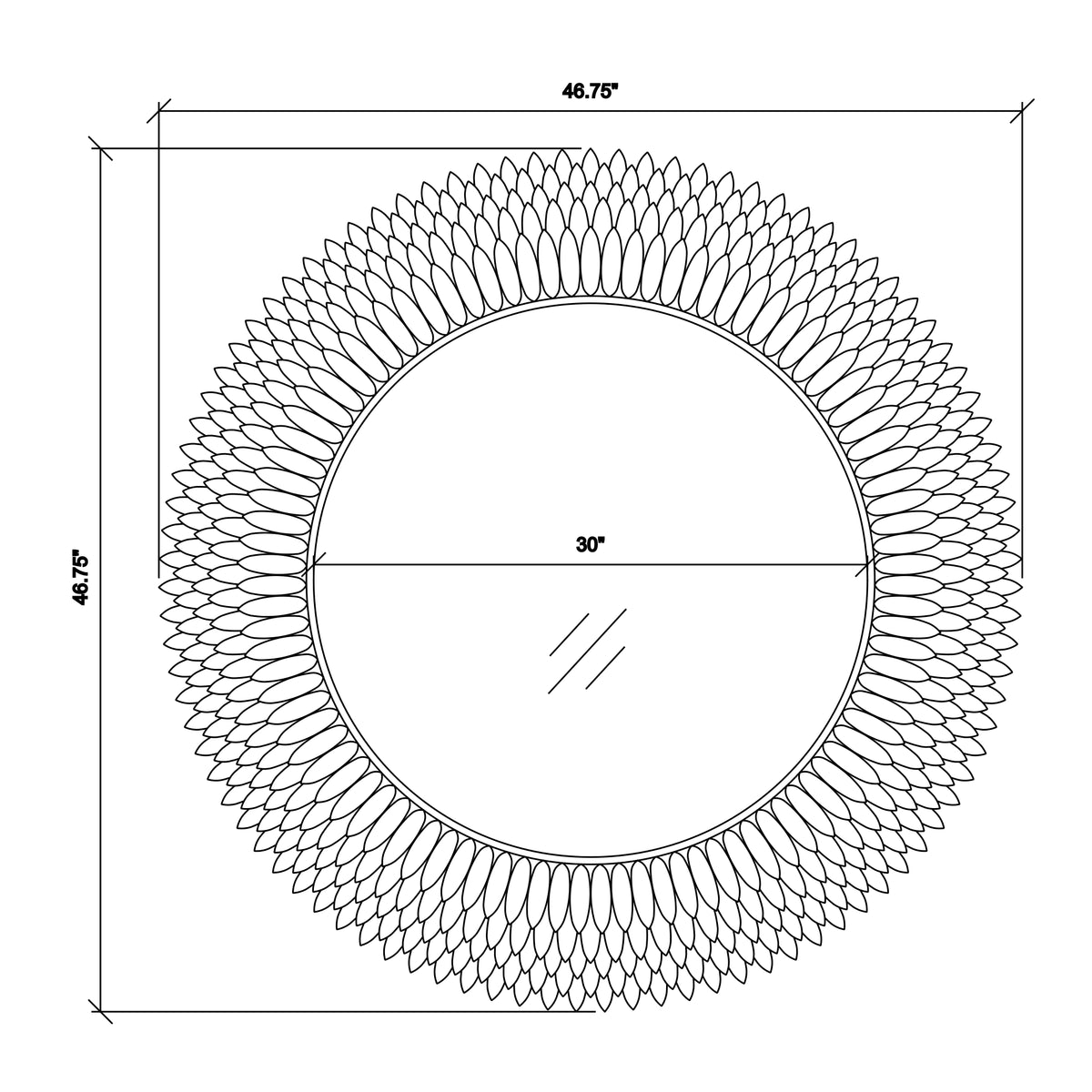 Broche 46.75'' Mirror dimensions