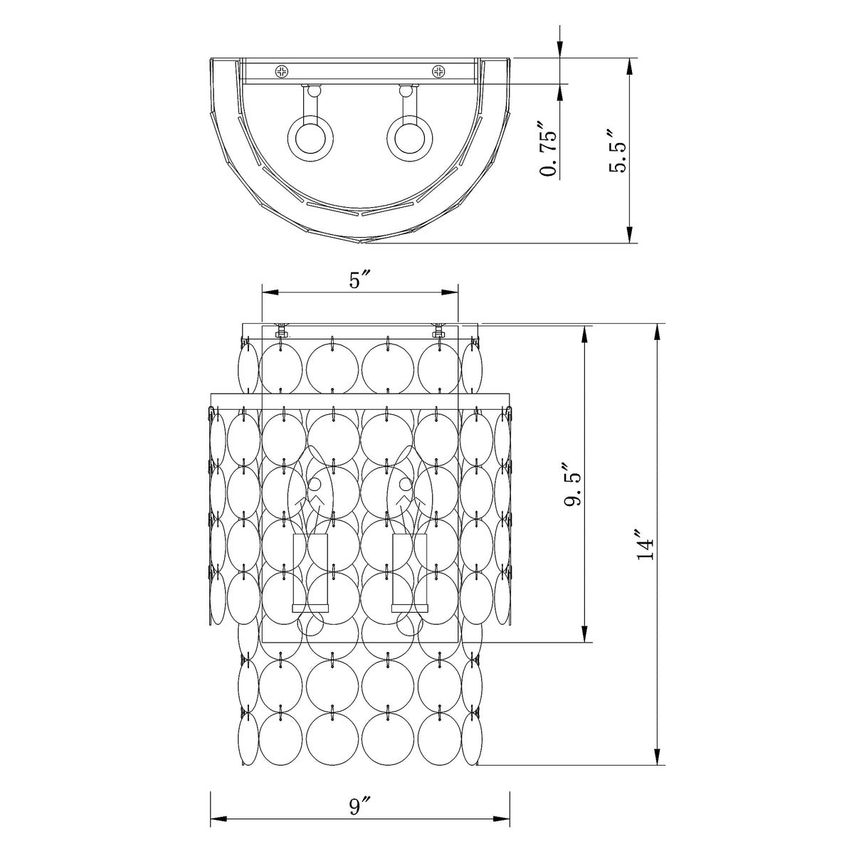 Brielle 9'' Sconce dimensions