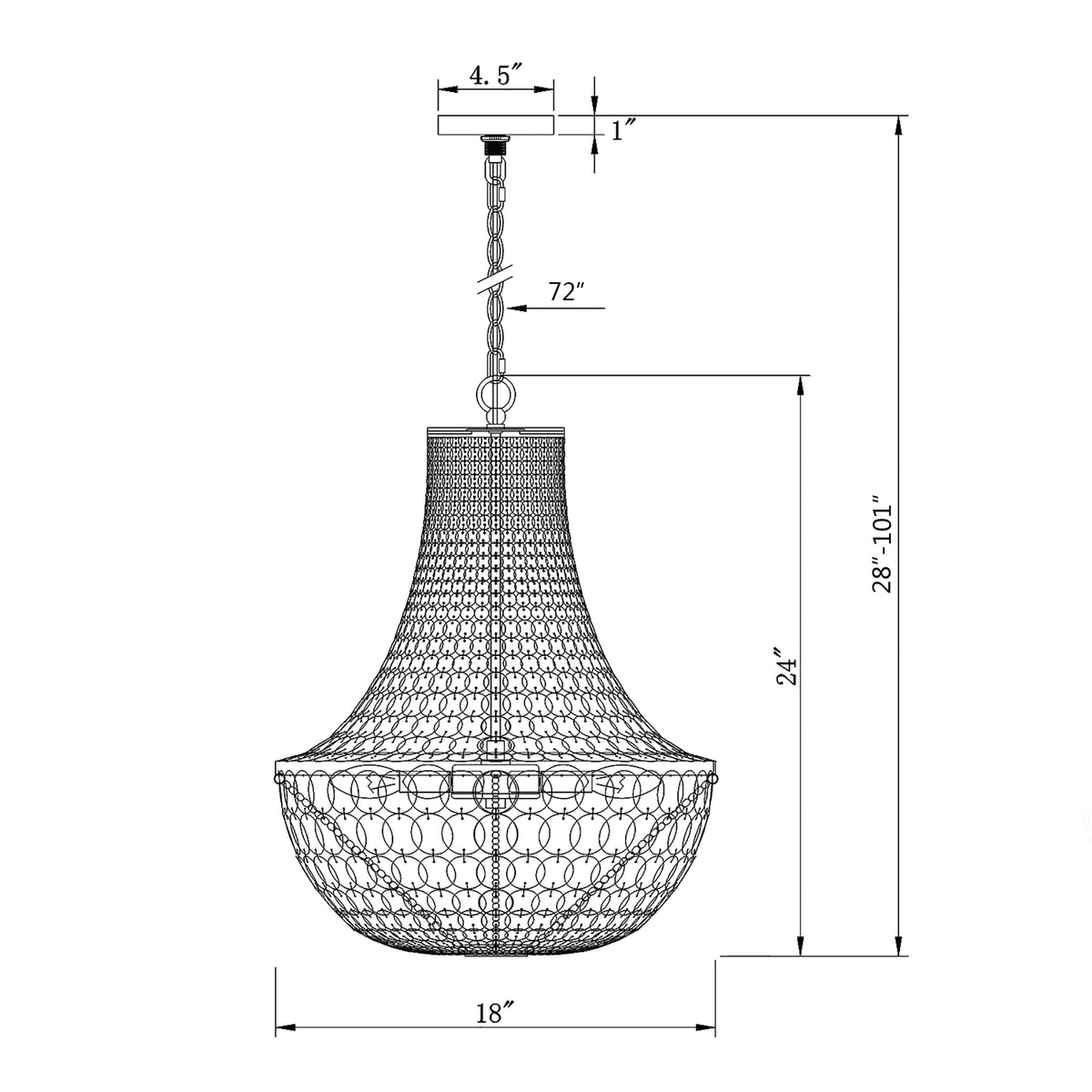 Brielle 18'' Chandelier dimensions