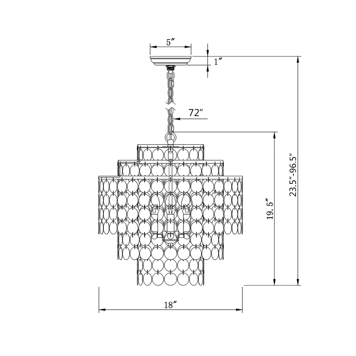 Brielle 18'' Chandelier dimensions