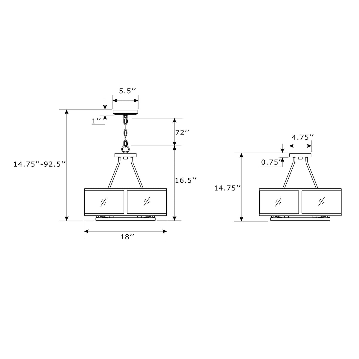 Bryant 18'' Semi Flush Mount dimensions