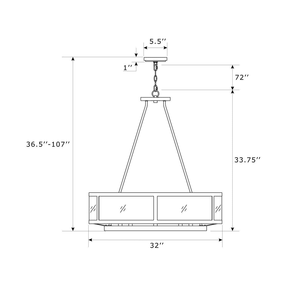 Bryant 32'' Chandelier dimensions
