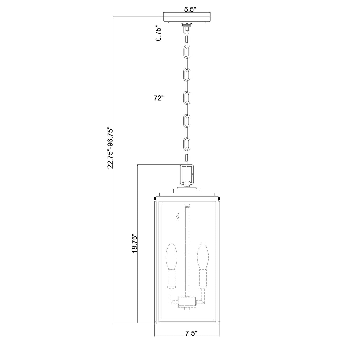Byron 7.5'' Outdoor Pendant dimensions