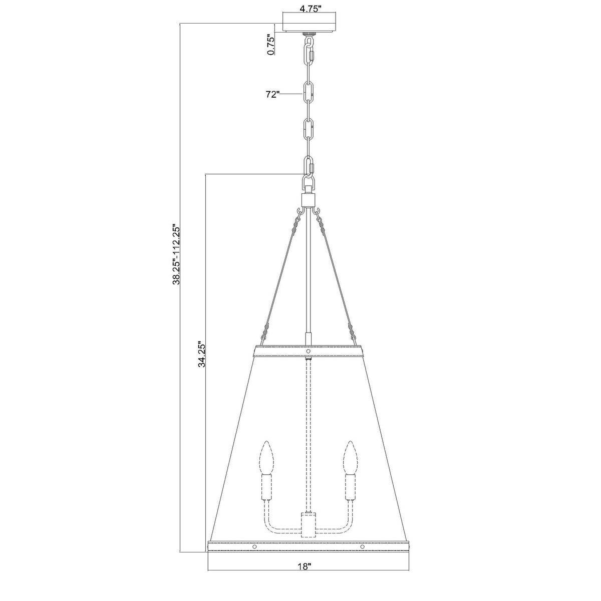 Callahan 18'' Pendant dimensions