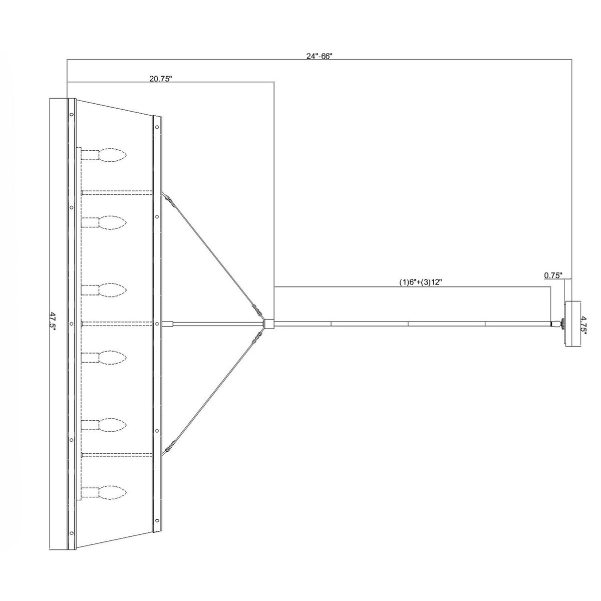 Callahan 47.5'' Linear Oval Chandelier dimensions