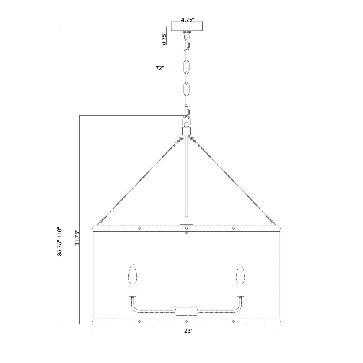 Callahan 28'' Pendant dimensions
