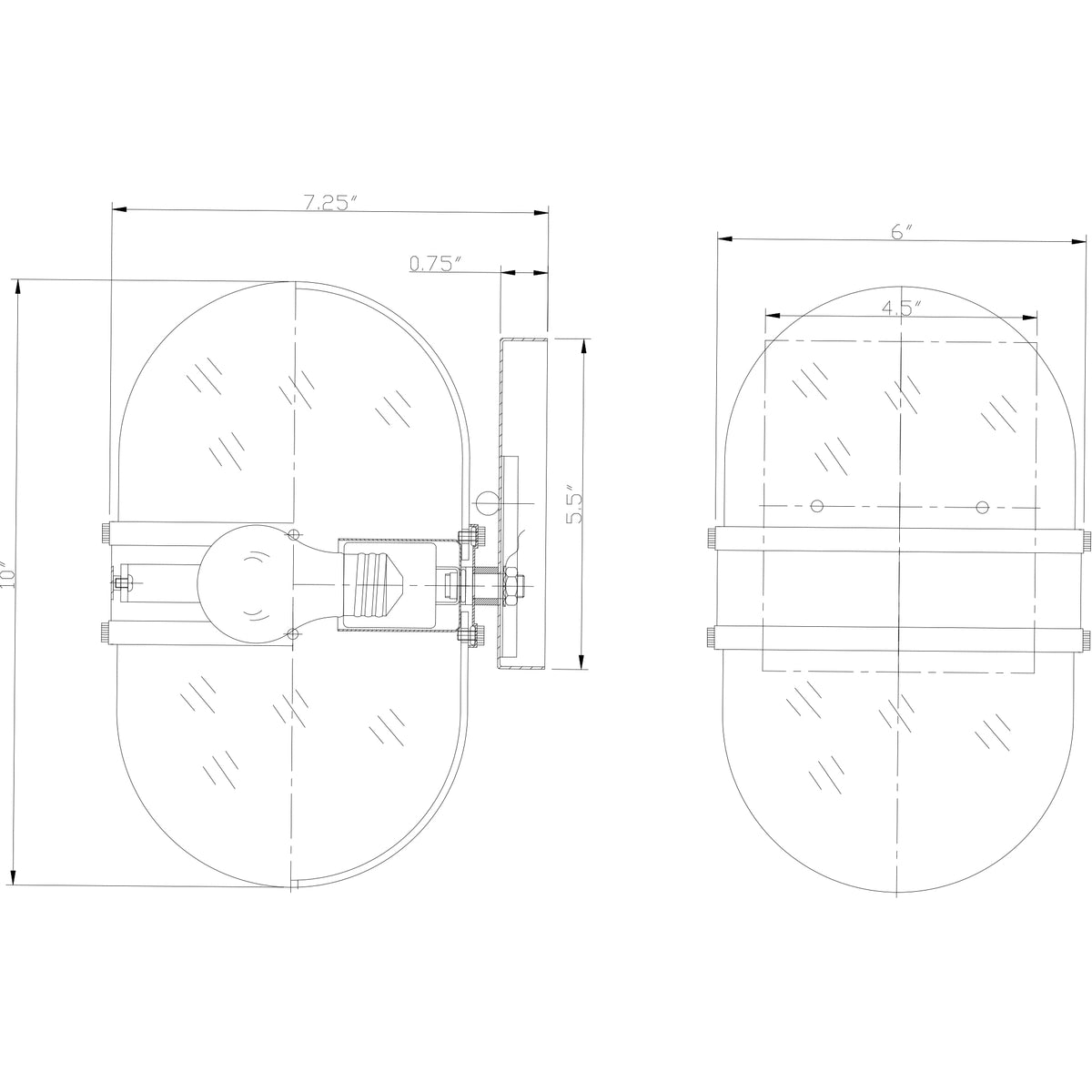 Capsule 6'' Outdoor Sconce dimensions
