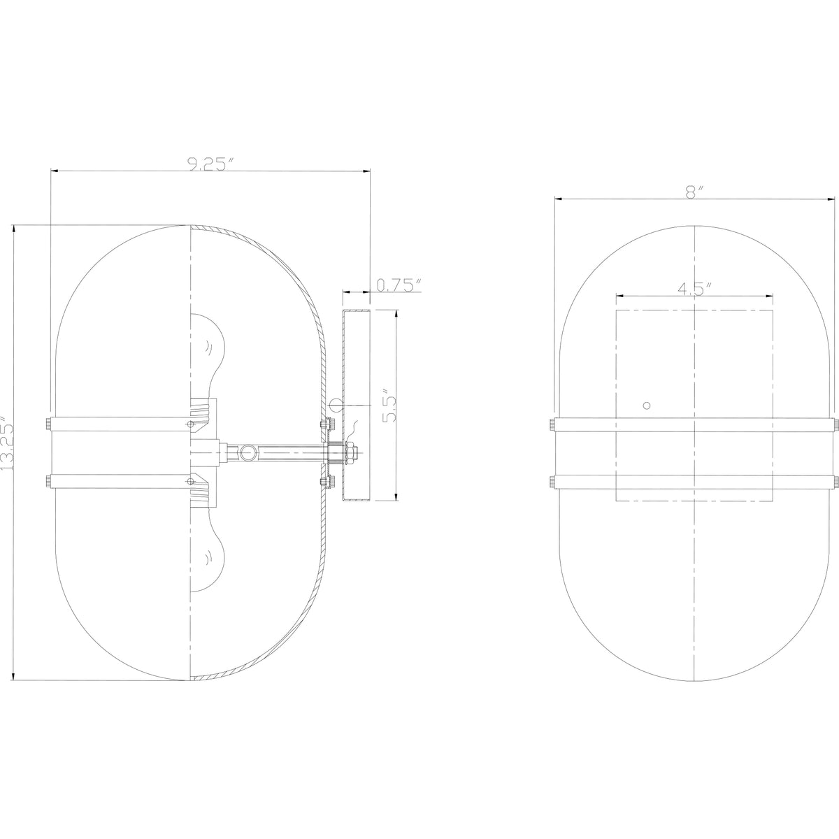 Capsule 8'' Outdoor Sconce dimensions