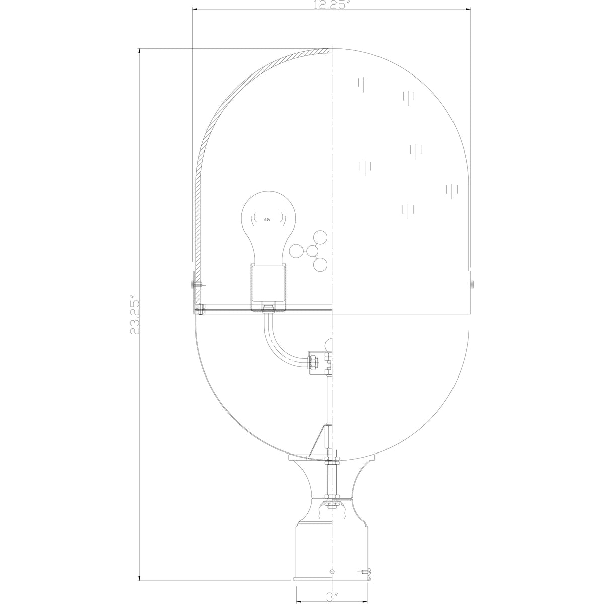 Capsule 12.25'' Outdoor Post dimensions