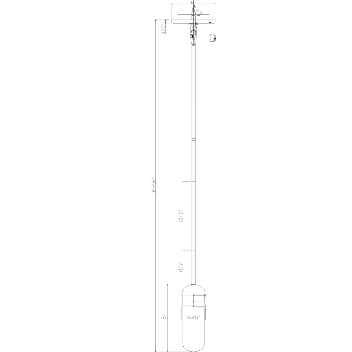 Capsule 3.25'' LED Pendant dimensions