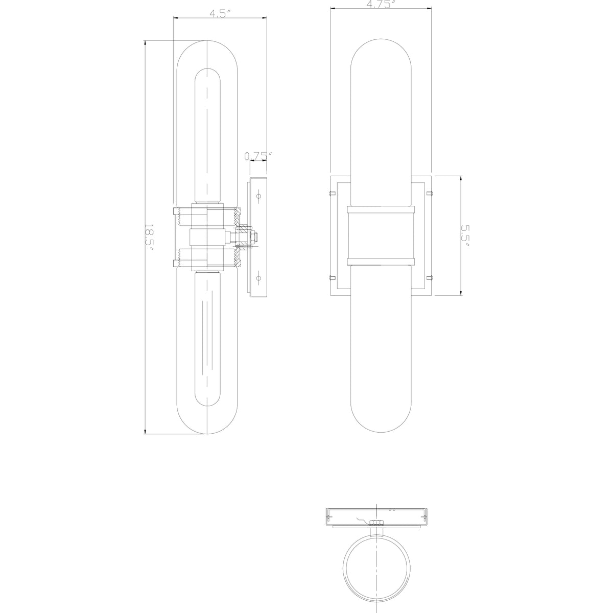 Capsule 18.5'' LED Sconce dimensions