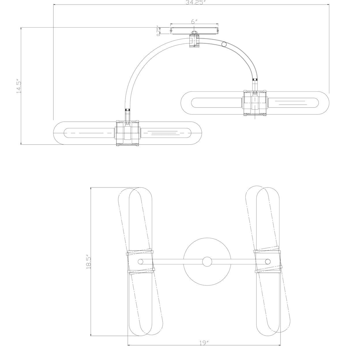 Capsule 34.25'' LED Semi Flush Mount dimensions