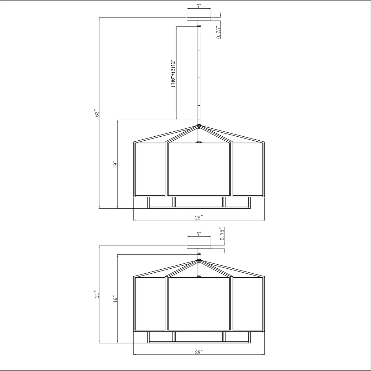 Carlyn 28'' Chandelier dimensions