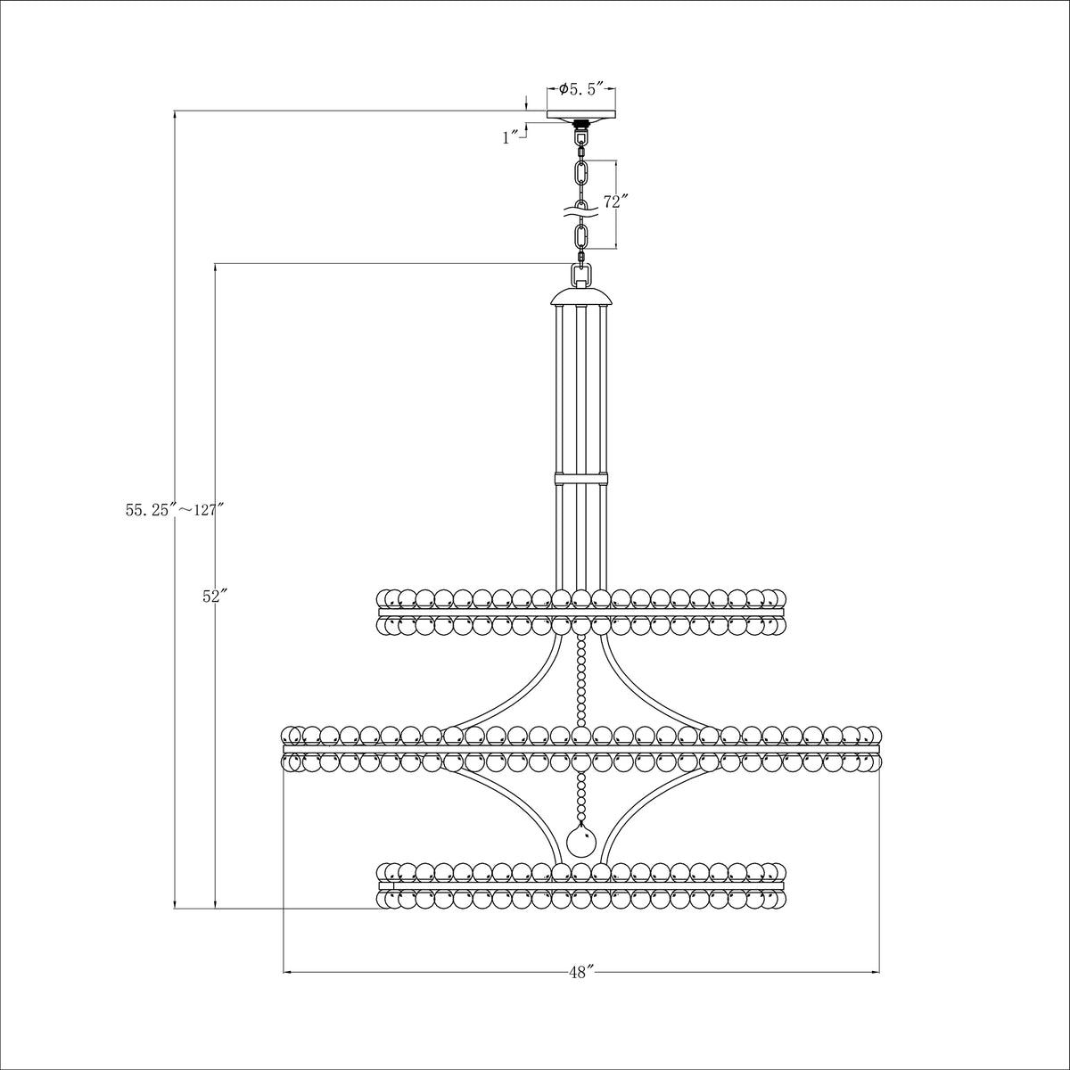 Clover 48'' Chandelier dimensions