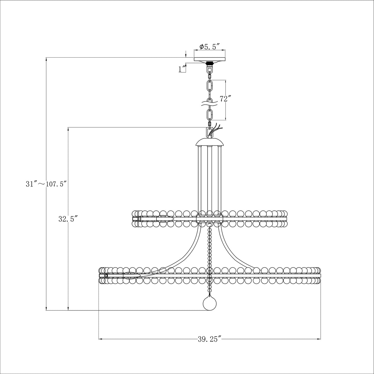 Clover 39.25'' Chandelier dimensions