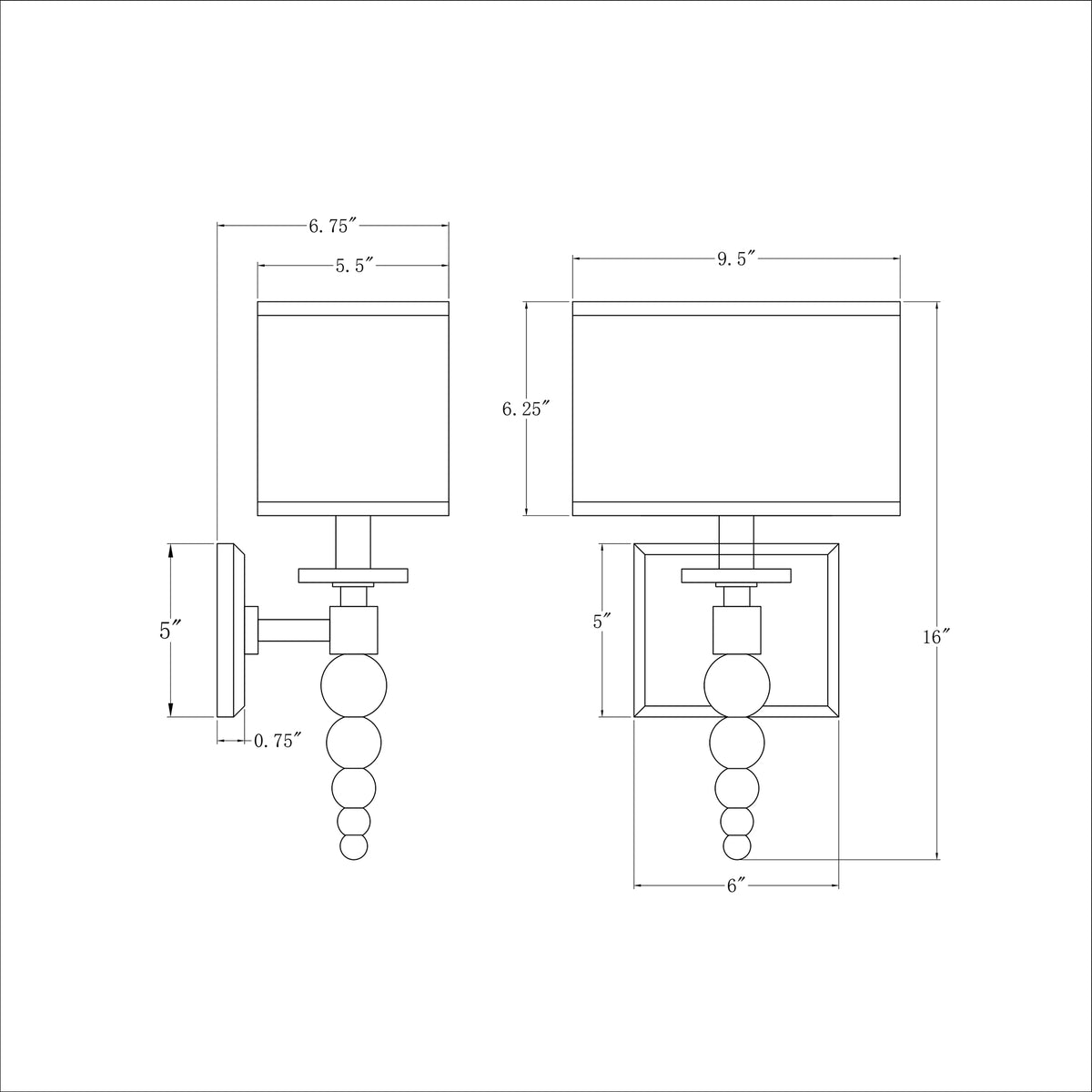 Clover 9.5'' Sconce dimensions