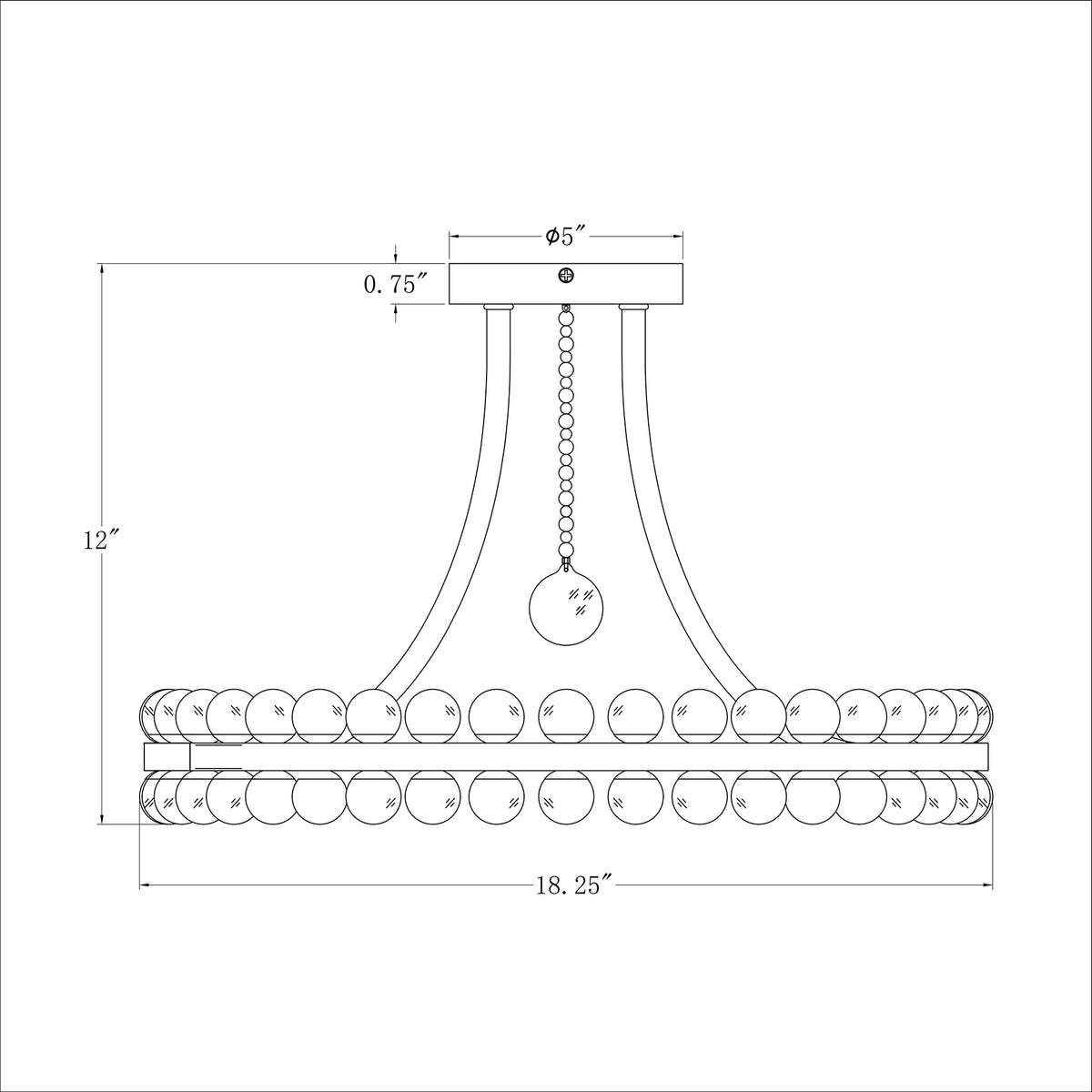 Clover 18.25'' Semi Flush Mount dimensions