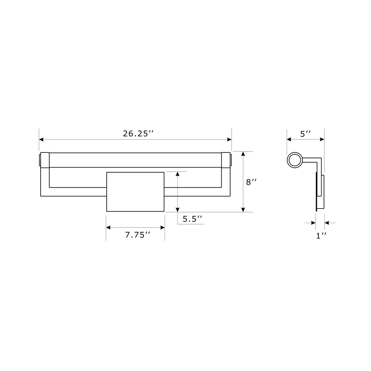 Clinton 26.25'' Integrated LED Picture Light dimensions