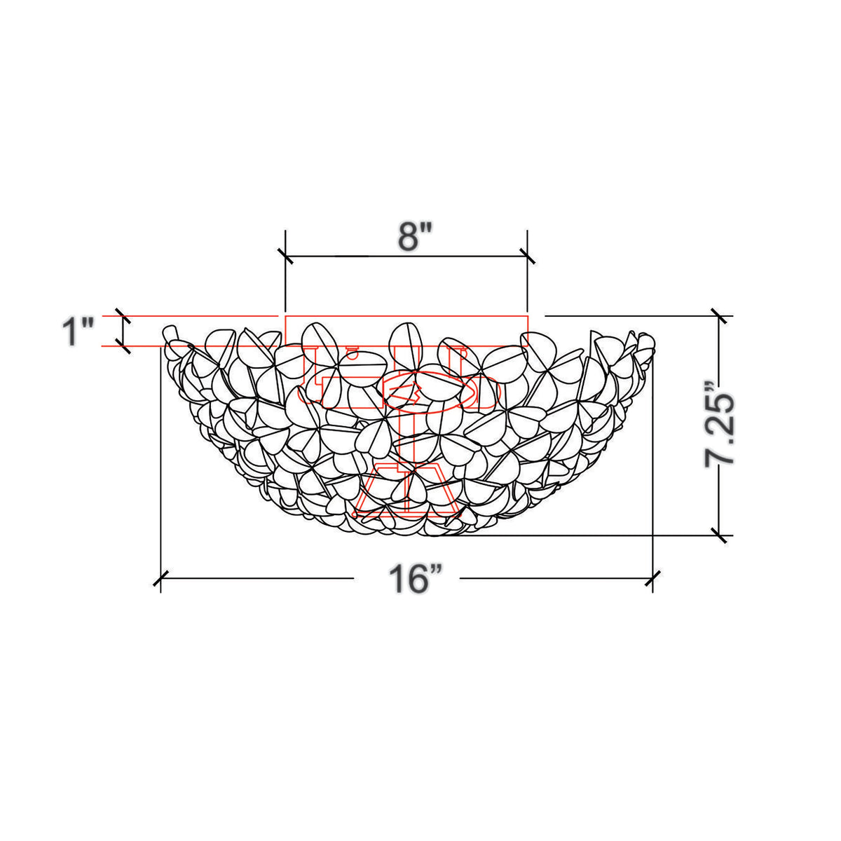 Cora 16'' Flush Mount dimensions