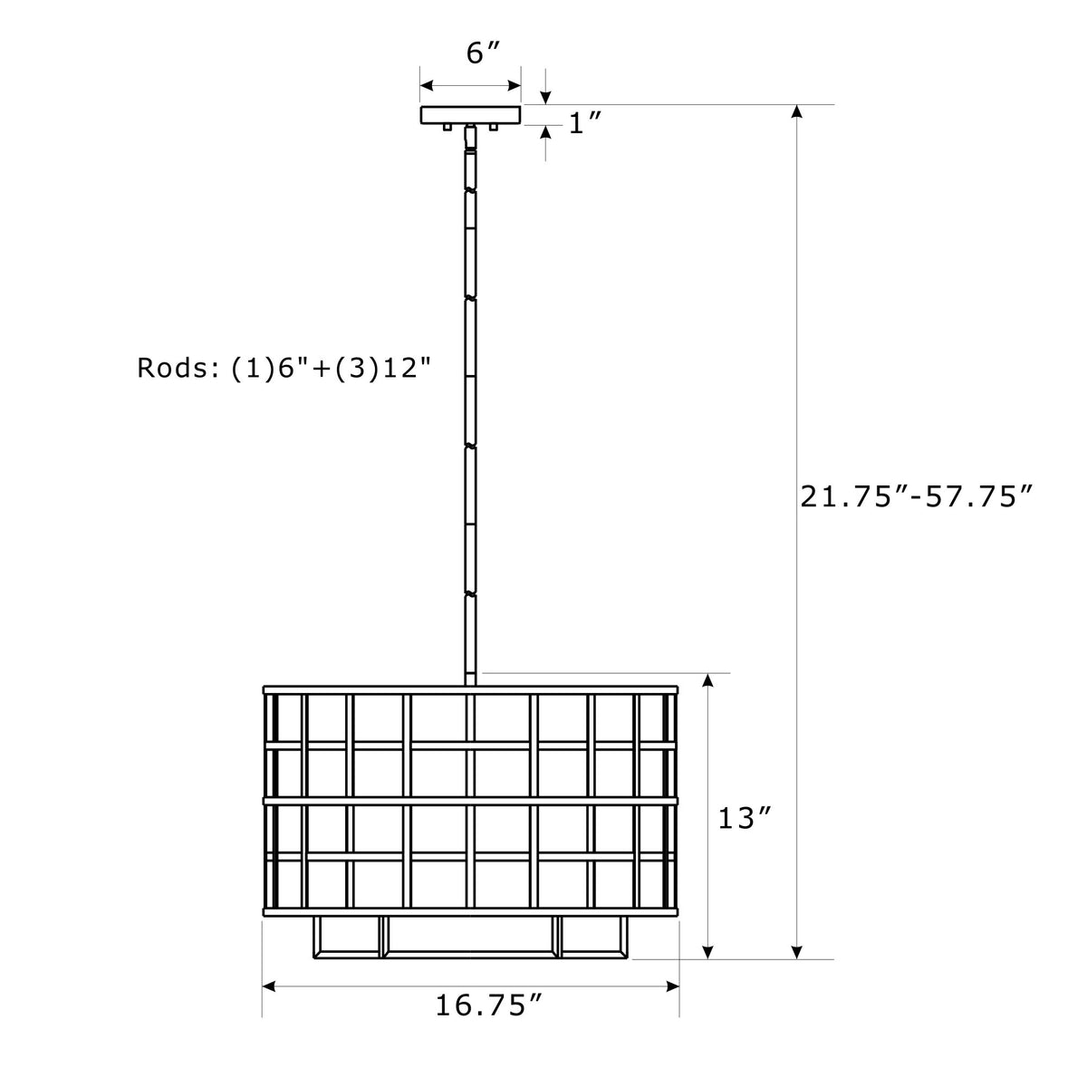 Danielson 16.75'' Chandelier dimensions