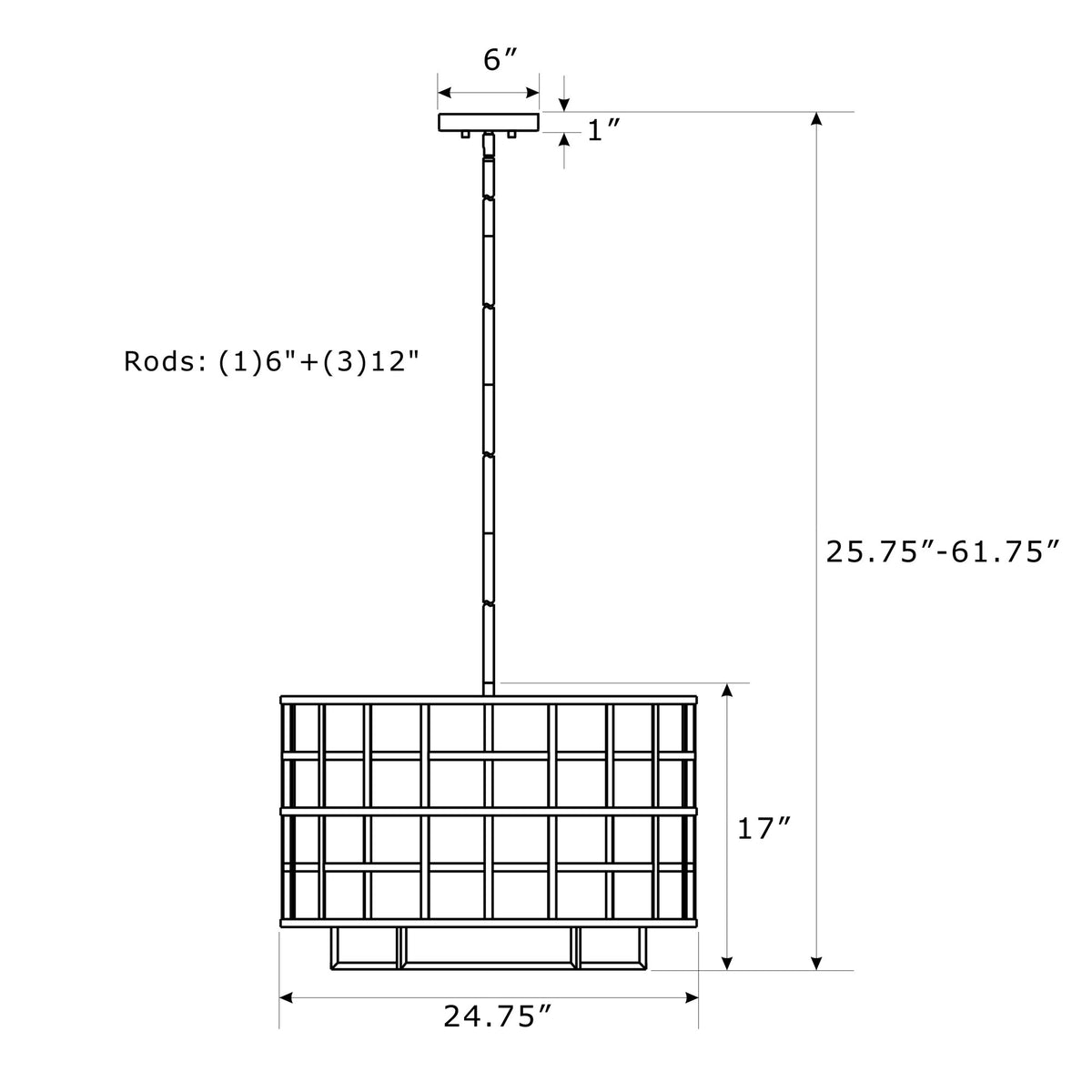Danielson 24.75'' Chandelier dimensions