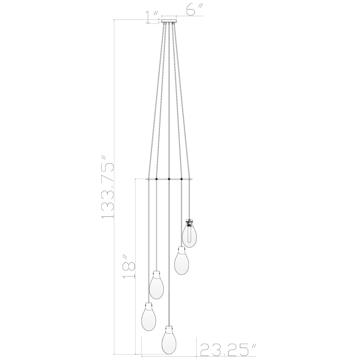 Davis 23.25" LED Multi-Light Pendant dimensions