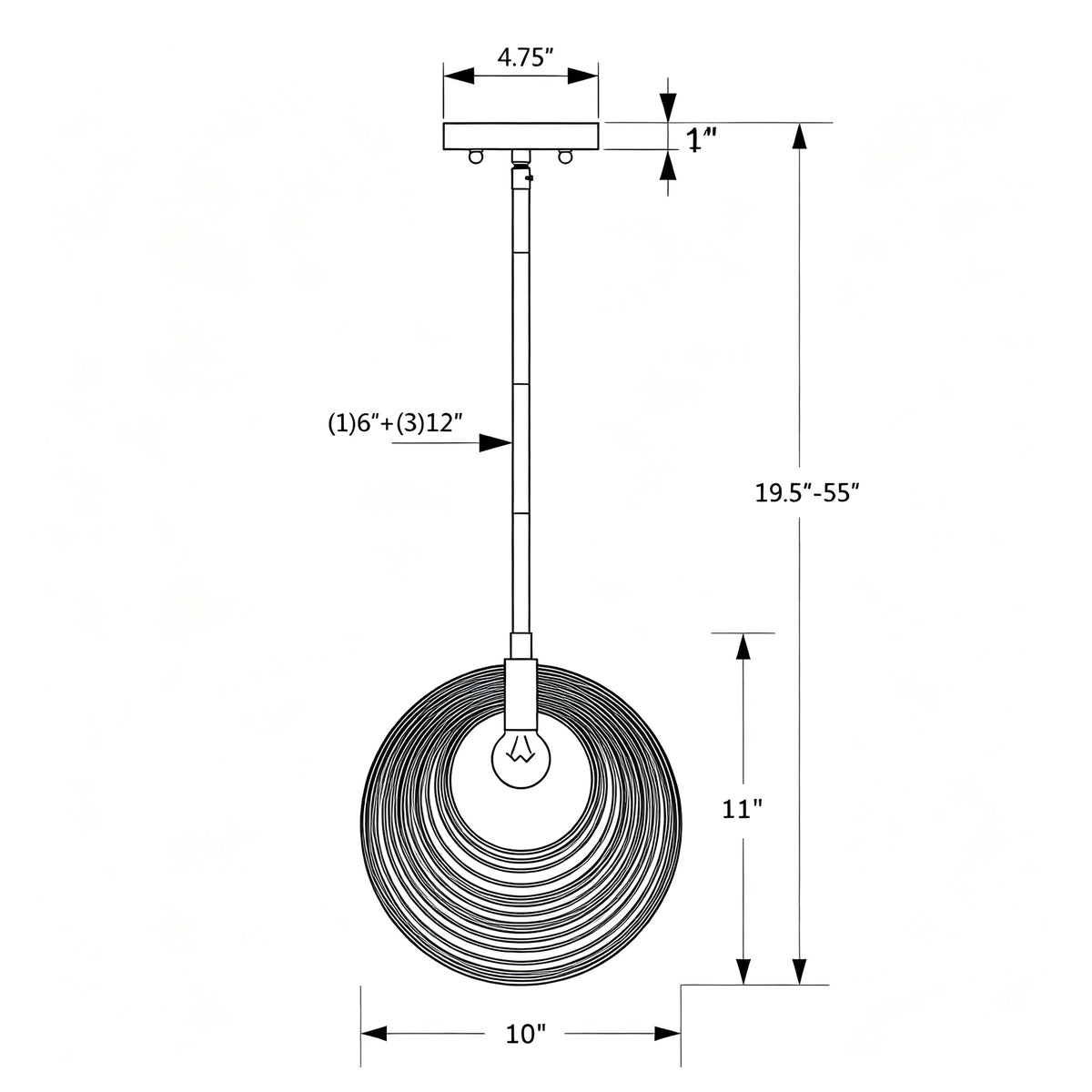 Doral 10'' Pendant dimensions