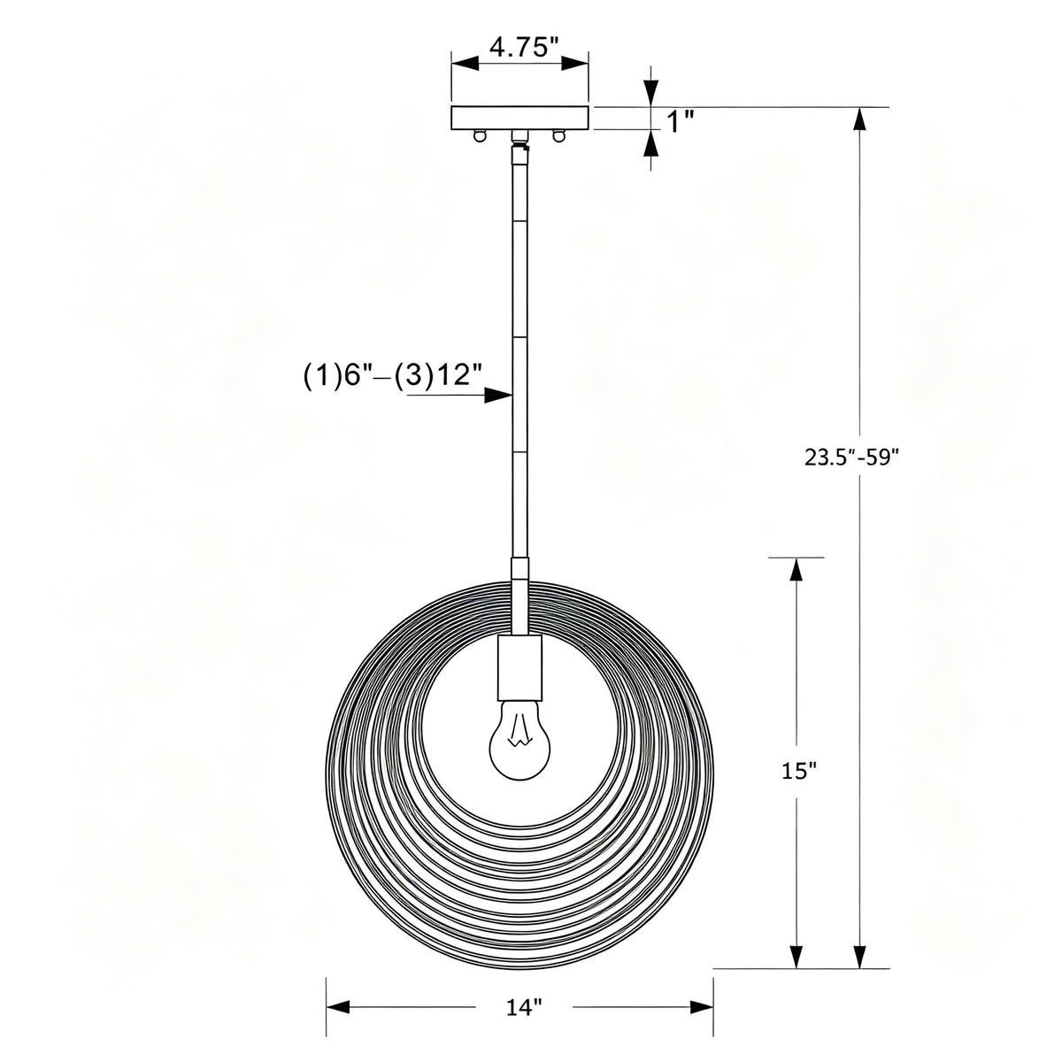 Doral 14'' Pendant dimensions
