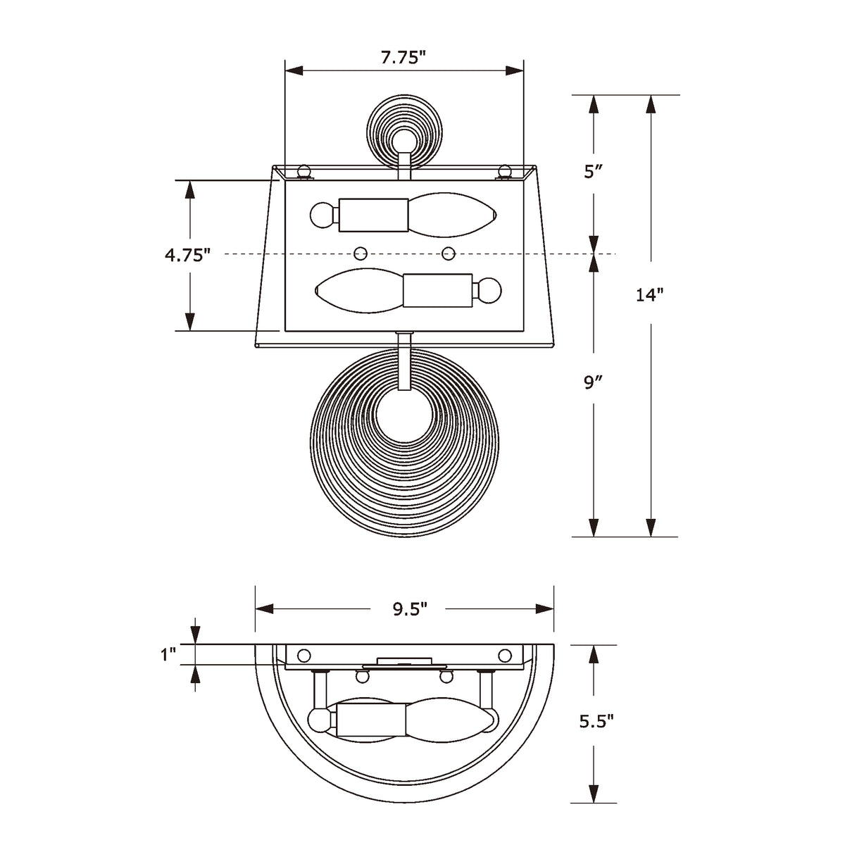 Doral 9.5'' Sconce dimensions
