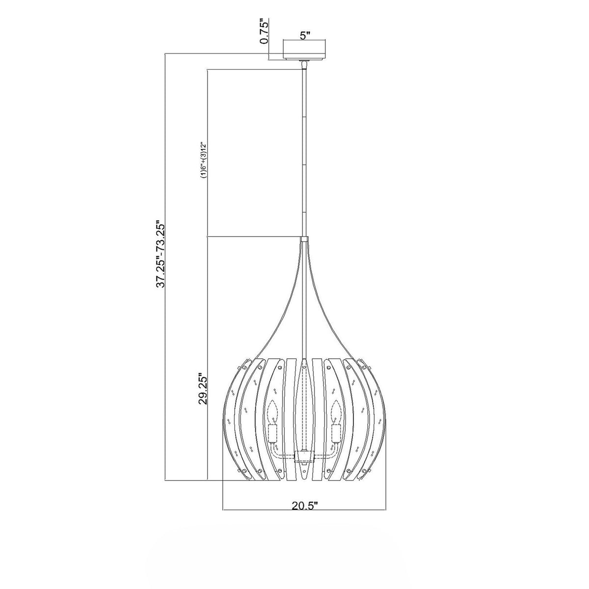 Daria 20.5'' Chandelier dimensions