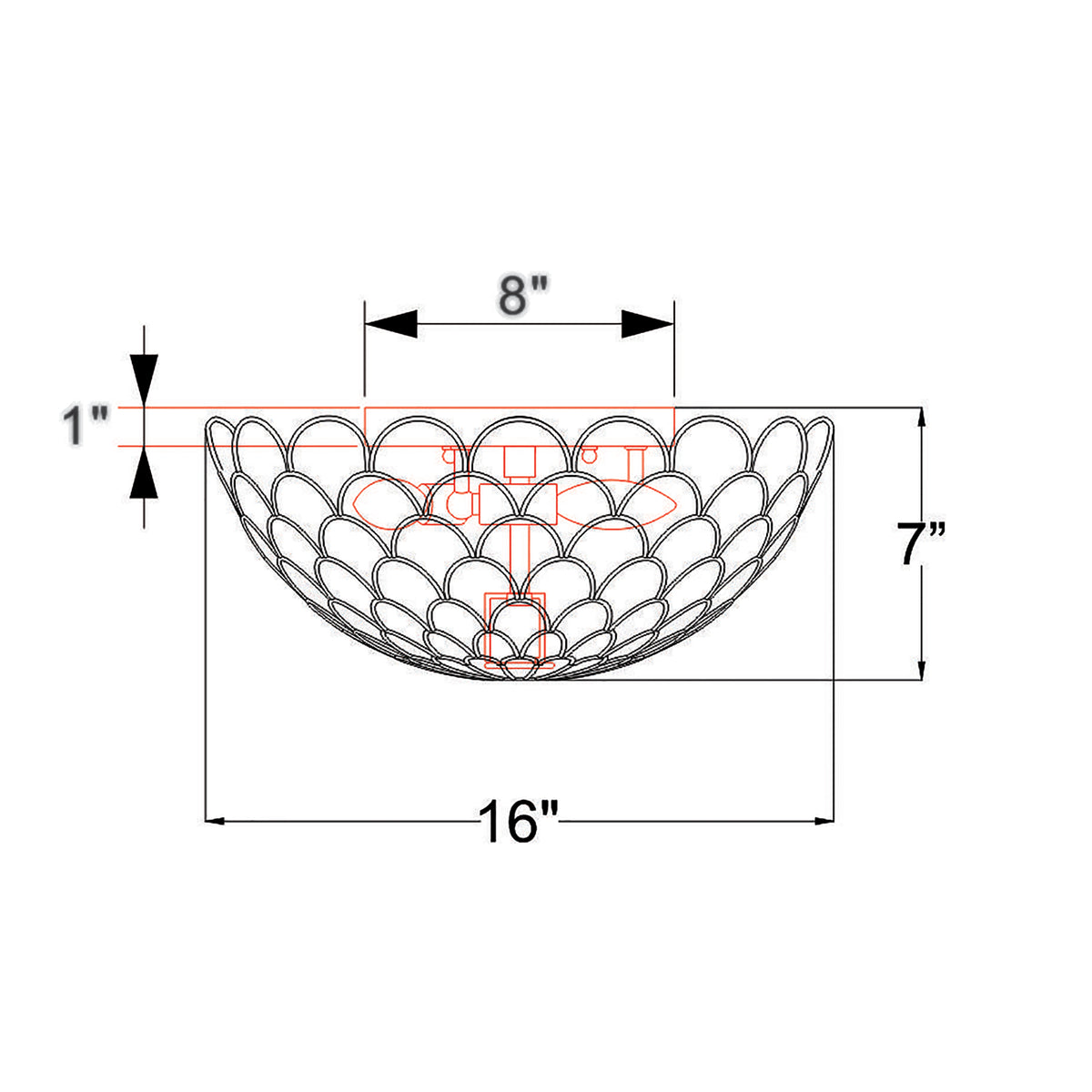 Darby 16'' LED Semi Flush Mount dimensions