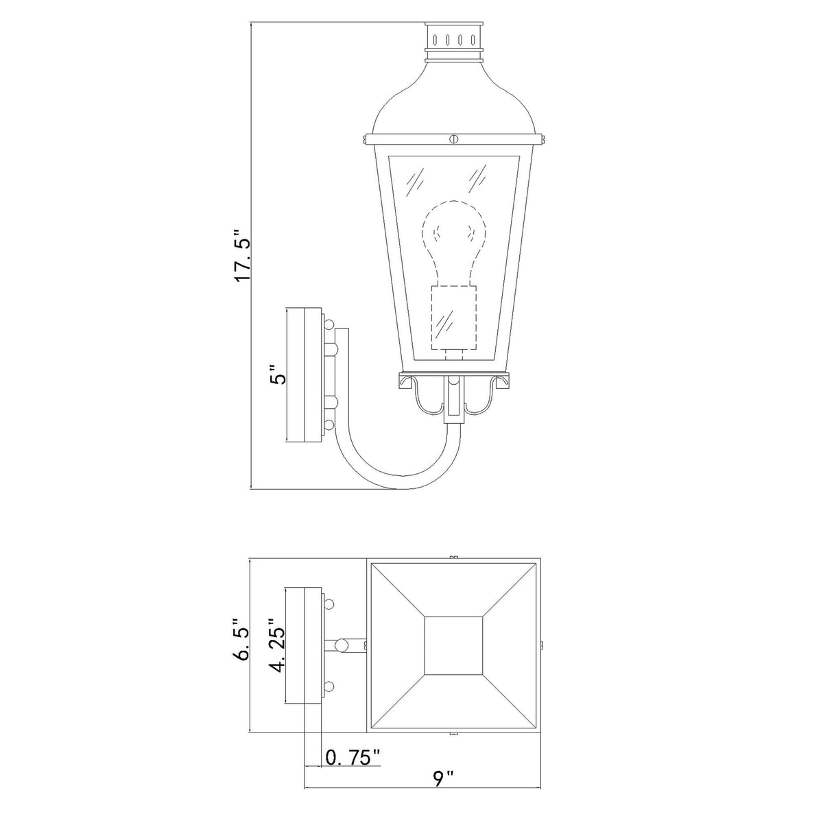 Dumont 6.5'' Outdoor Sconce dimensions