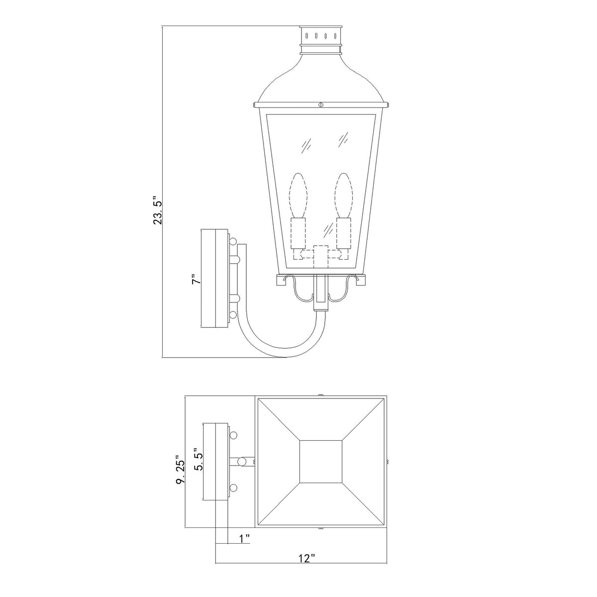 Dumont 9.25'' Outdoor Sconce dimensions