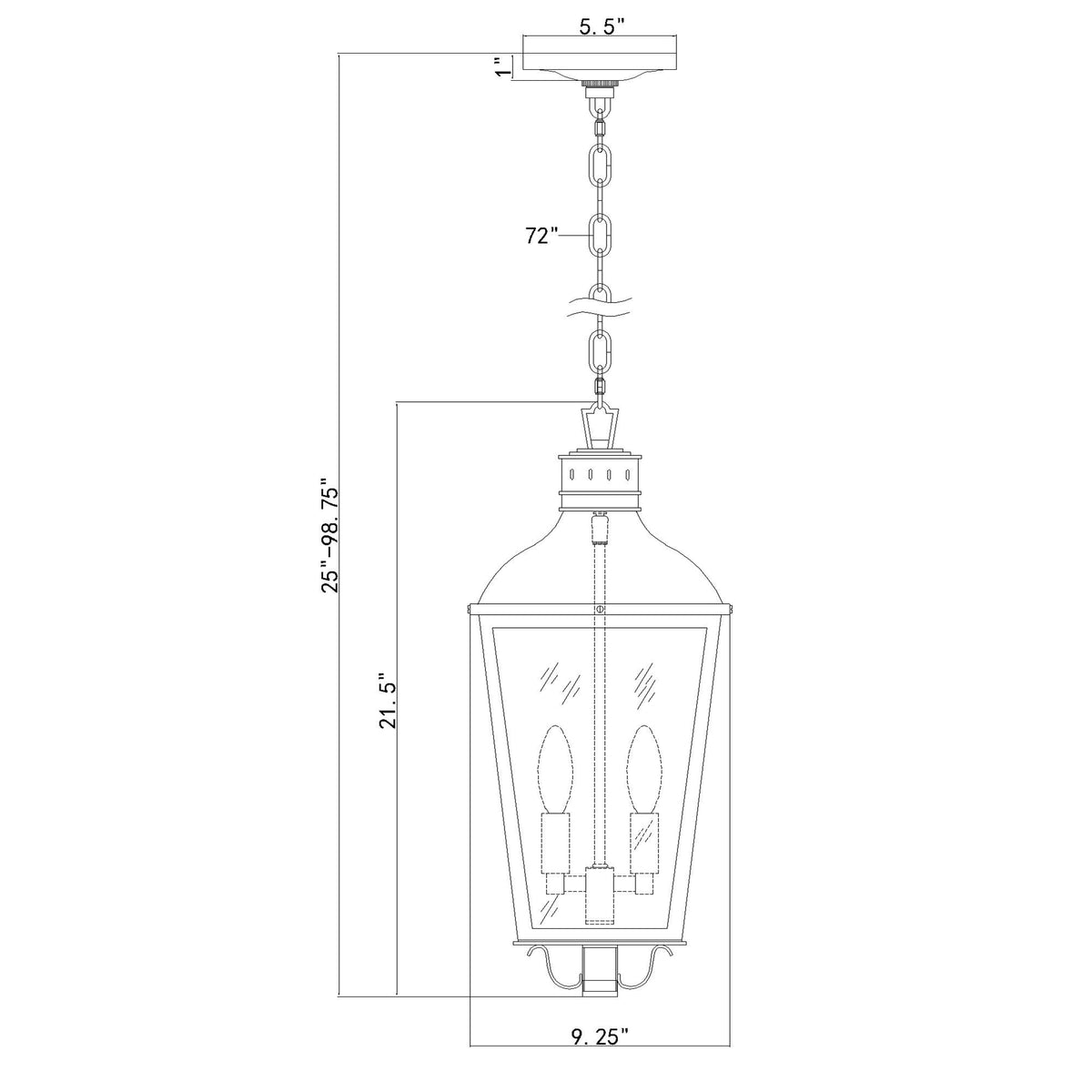 Dumont 9.25'' Outdoor Pendant dimensions