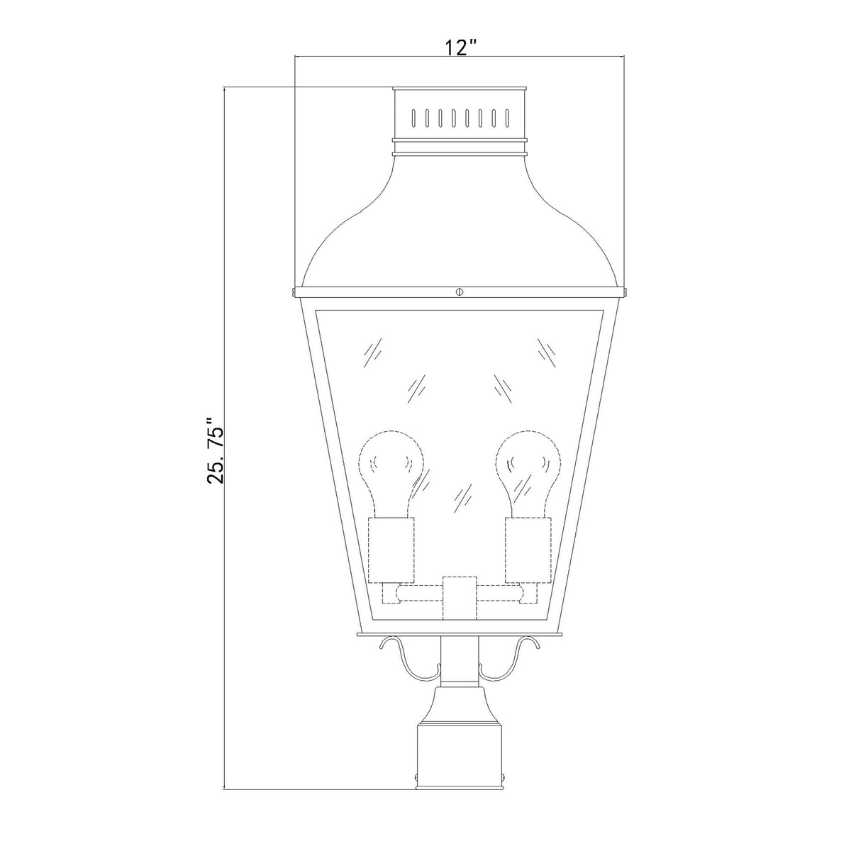 Dumont 12'' Outdoor Post dimensions