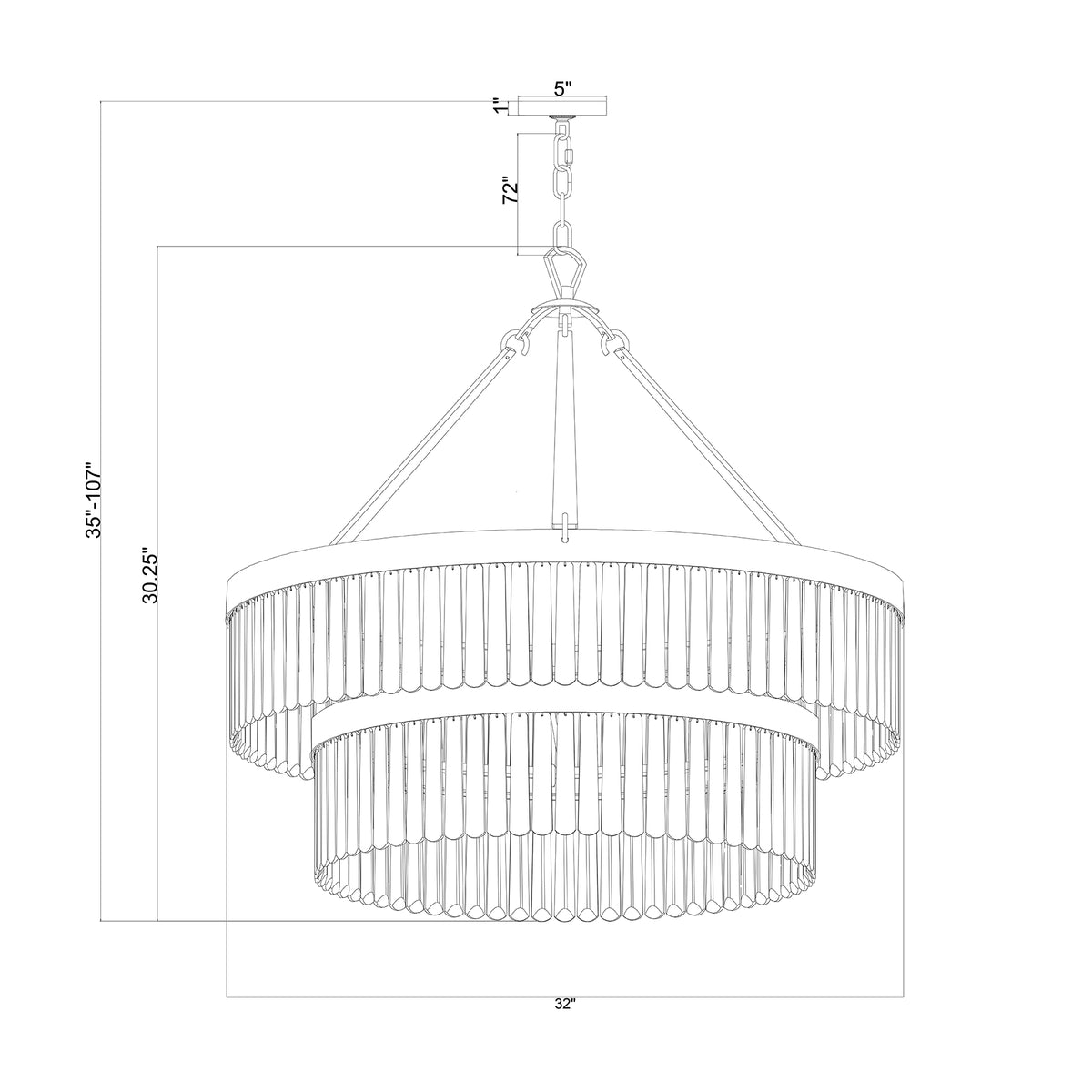 Emory 32'' Chandelier dimensions