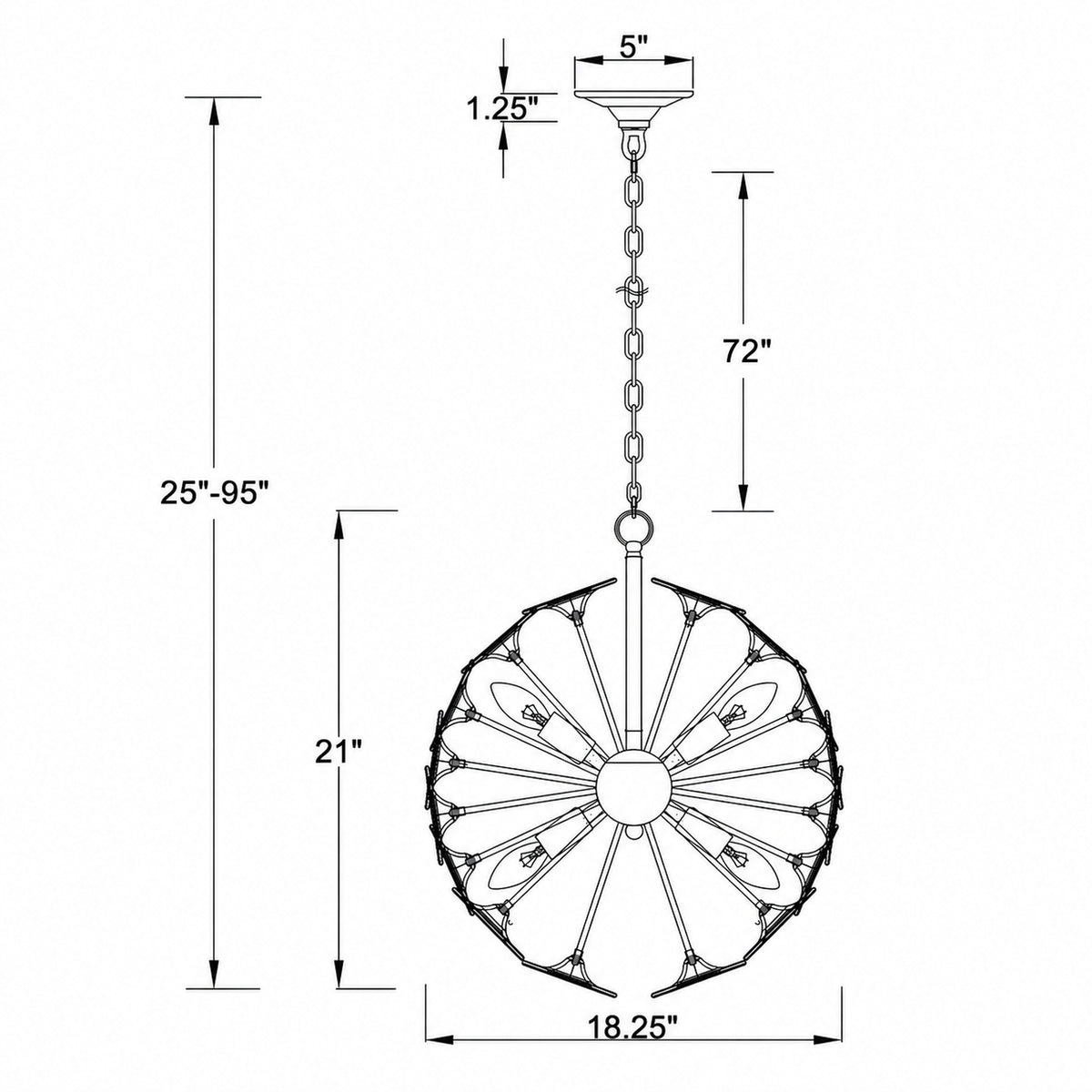 Esme 18.25'' Chandelier dimensions