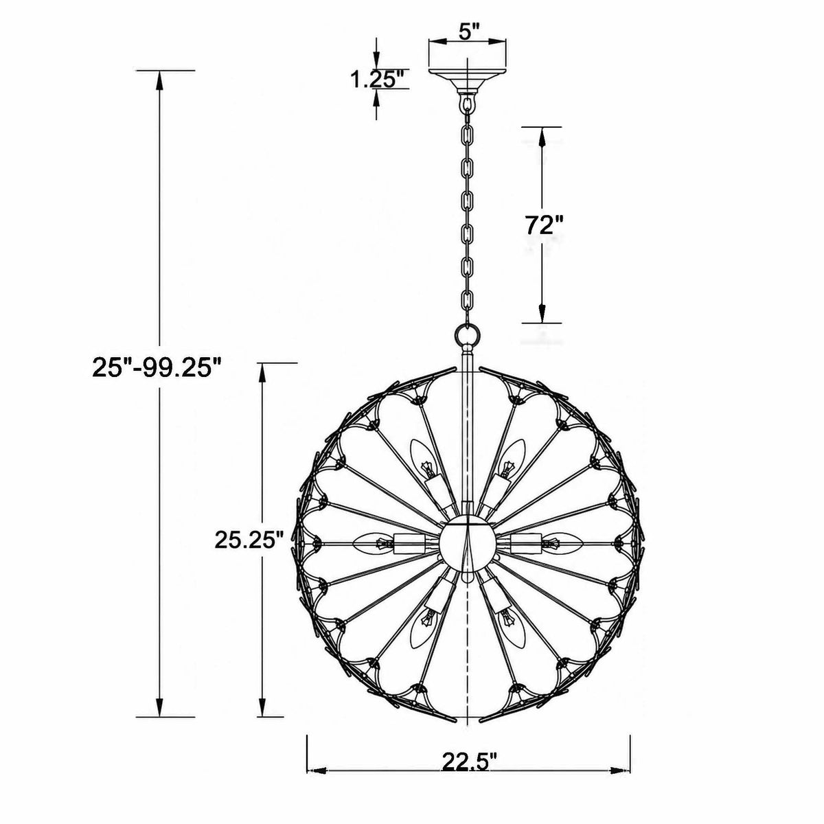 Esme 22.5'' Chandelier dimensions