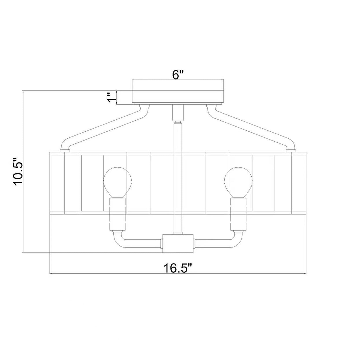 Farris 16.5'' Semi Flush Mount dimensions