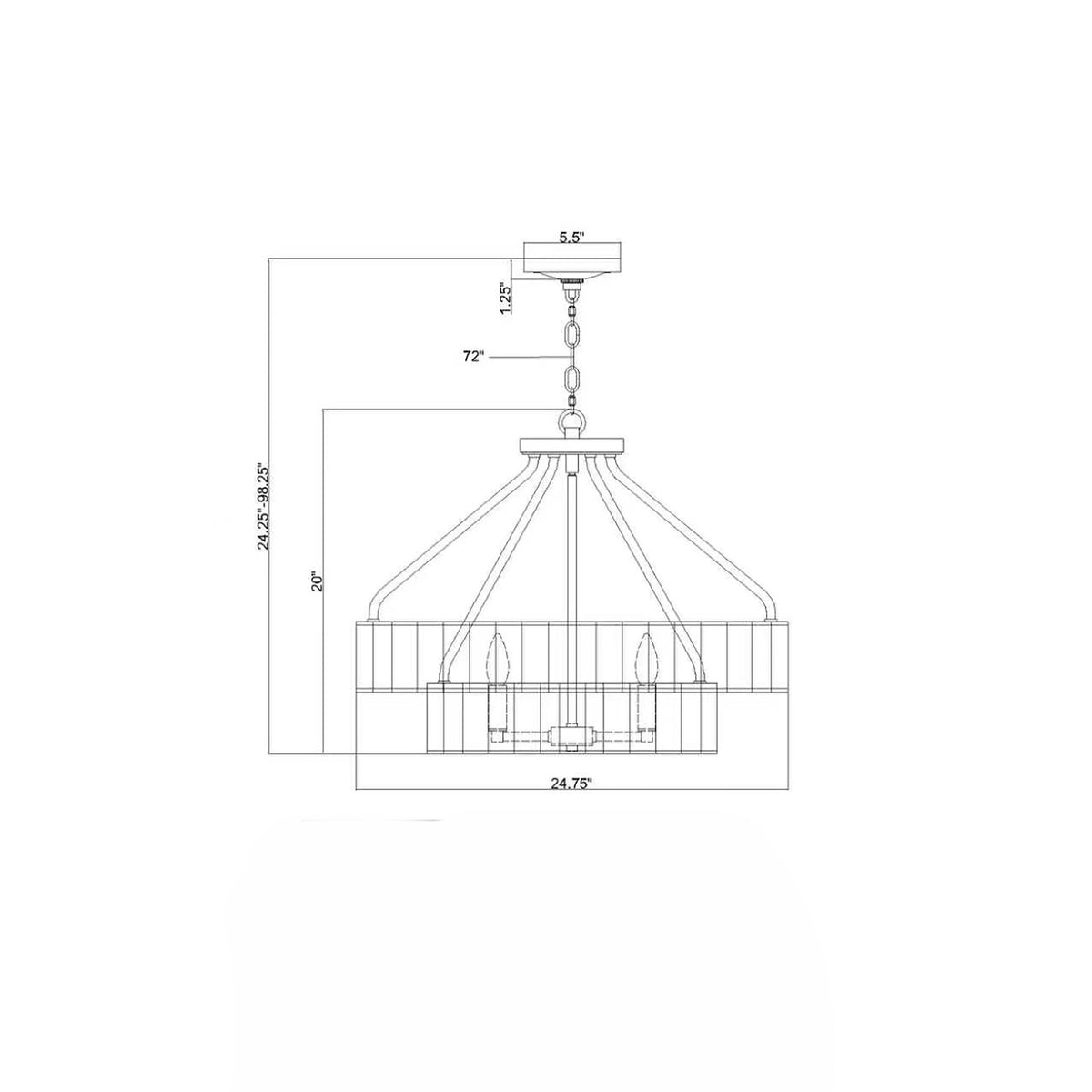 Farris 24.5'' Chandelier dimensions