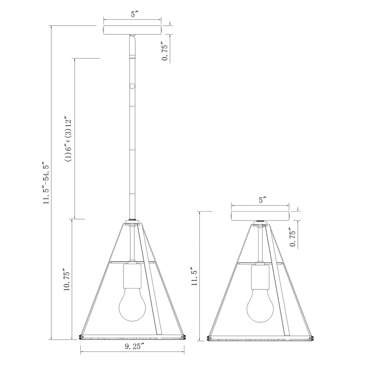 Fulton 9.25'' Pendant dimensions