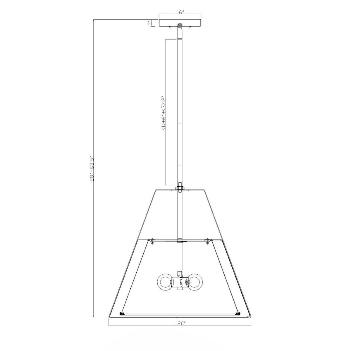 Fulton 20'' Pendant dimensions