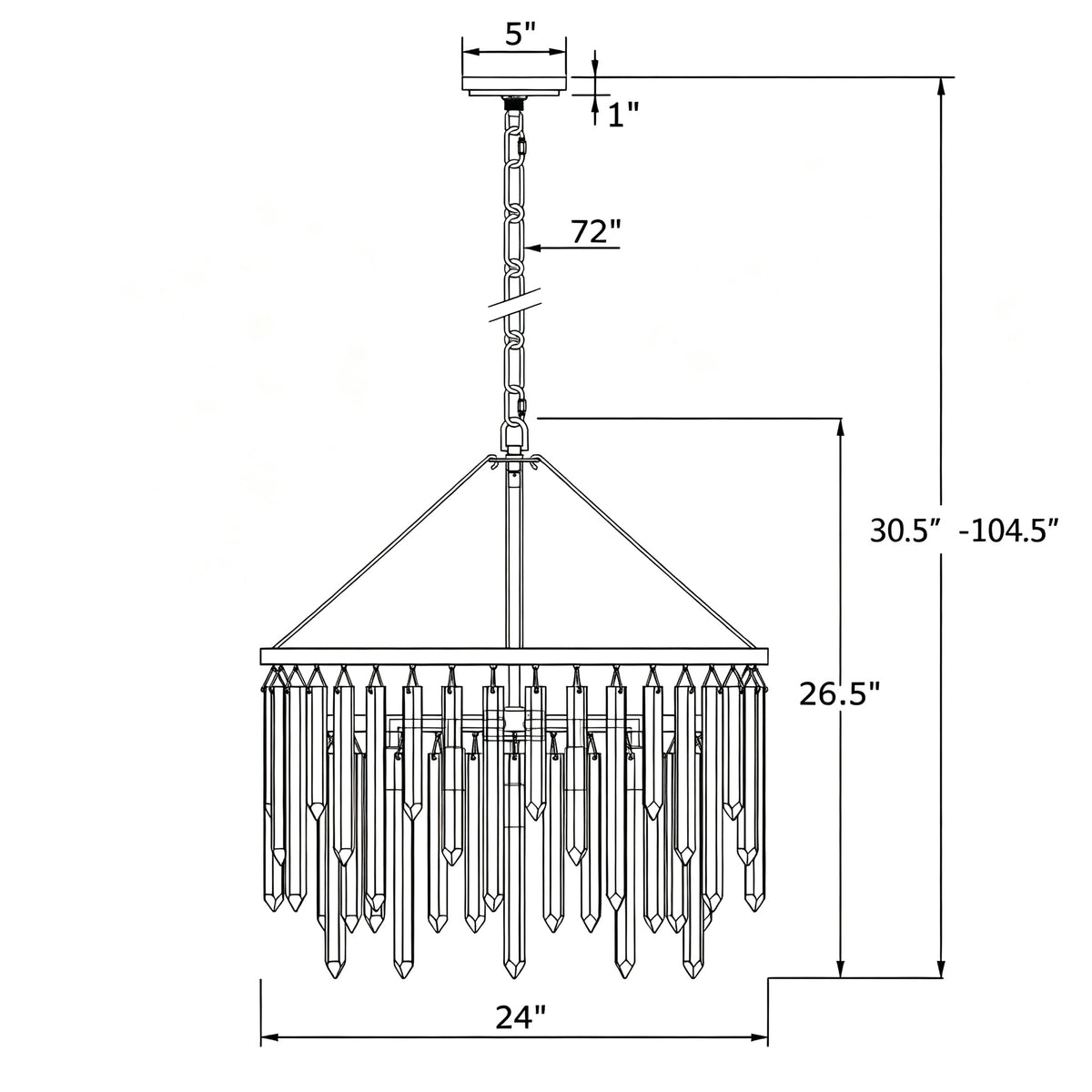 Gemma 24'' Chandelier dimensions