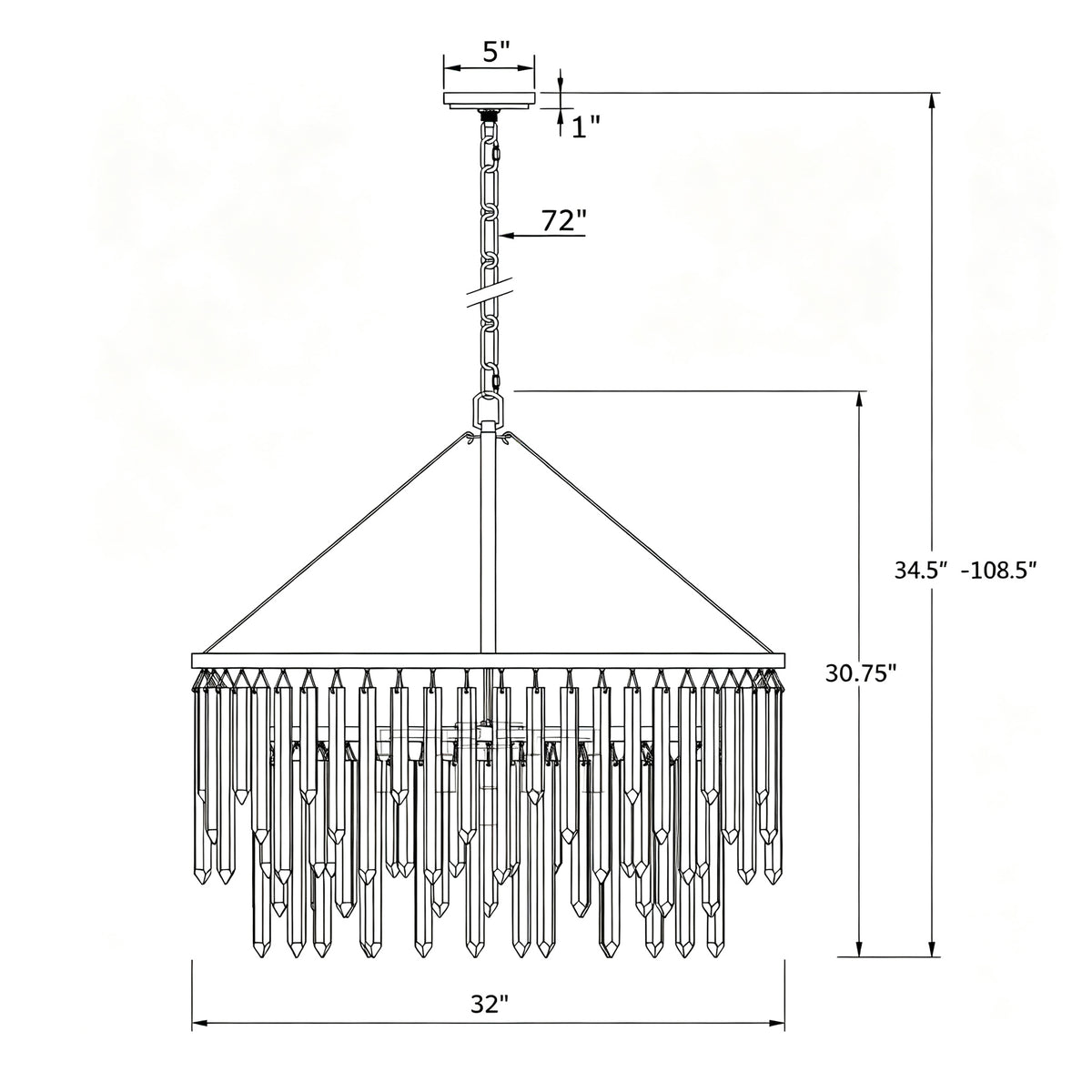 Gemma 32'' Chandelier dimensions