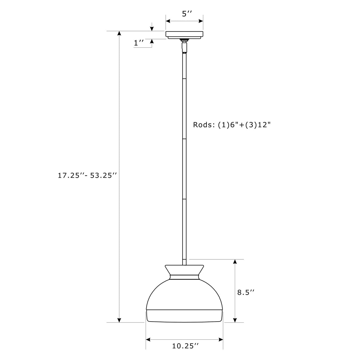 Gidget 10.25'' Pendant dimensions