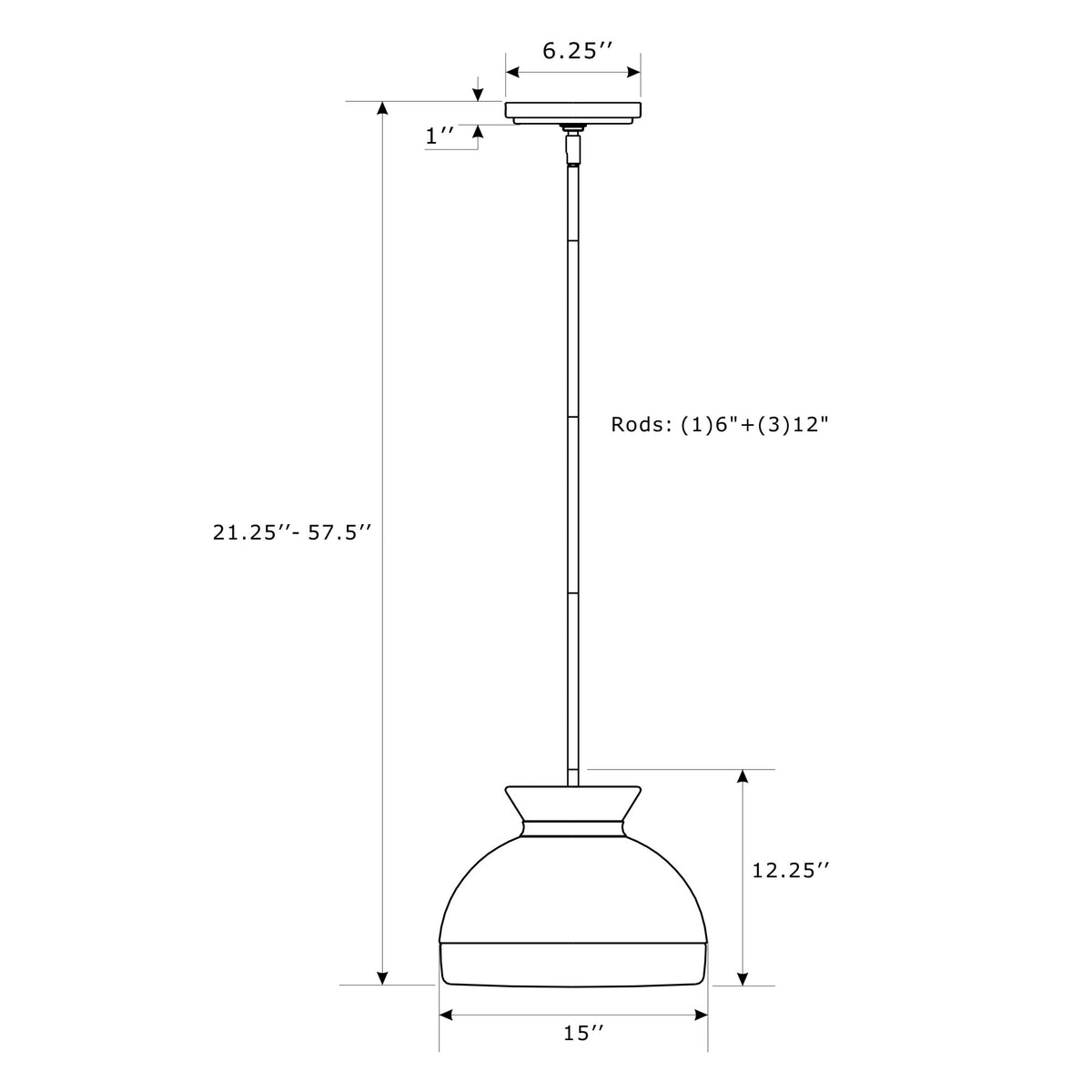 Gidget 15'' Pendant dimensions