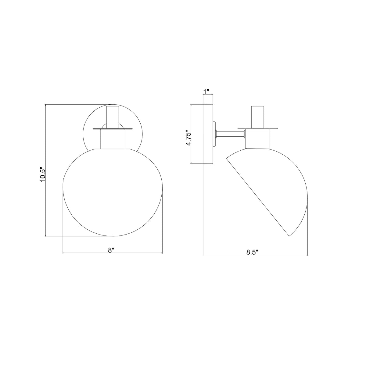 Gigi 8'' Sconce dimensions